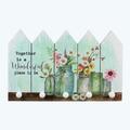 Youngs Wood Fence Wall Sign with Hanging Knobs 71356